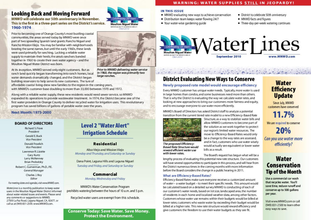 Moulton Niguel Water District Newsletter September 2010 By Lauren A 