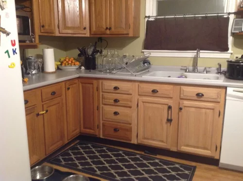 Stripped Oak Cabinets Before And After Use Thompson Water Seal To 