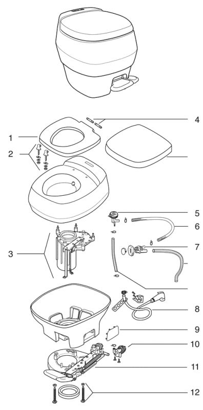 Thetford Aqua Aurora RV Toilet Repair Parts Diagram Toilet Repair 